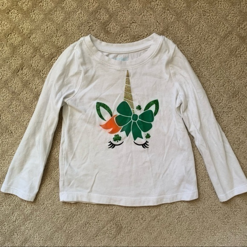NFS Cat & Jack unicorn toddler St. Patrick’s day long sleeve t-shirt size 3T